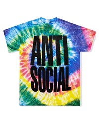 mehrfarbiges Mit Batikmuster T-Shirt mit einem Rundhalsausschnitt von Anti Social Social Club