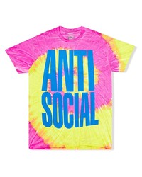 mehrfarbiges Mit Batikmuster T-Shirt mit einem Rundhalsausschnitt von Anti Social Social Club