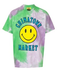mehrfarbiges Mit Batikmuster T-Shirt mit einem Rundhalsausschnitt von Chinatown Market