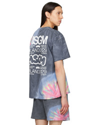 mehrfarbiges Mit Batikmuster T-Shirt mit einem Rundhalsausschnitt von MSGM