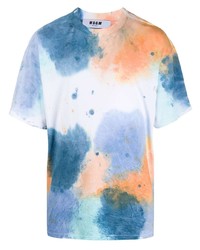mehrfarbiges Mit Batikmuster T-Shirt mit einem Rundhalsausschnitt von MSGM