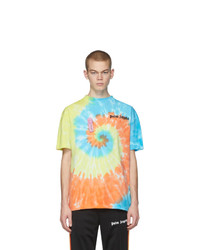 mehrfarbiges Mit Batikmuster T-Shirt mit einem Rundhalsausschnitt von Palm Angels