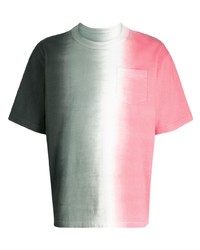 mehrfarbiges Mit Batikmuster T-Shirt mit einem Rundhalsausschnitt von Sacai
