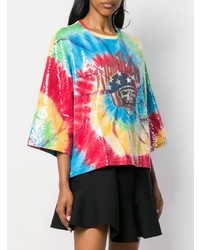 mehrfarbiges Mit Batikmuster T-Shirt mit einem Rundhalsausschnitt von R13
