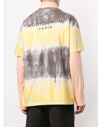 mehrfarbiges Mit Batikmuster T-Shirt mit einem Rundhalsausschnitt von Wooyoungmi