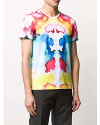 mehrfarbiges Mit Batikmuster T-Shirt mit einem Rundhalsausschnitt von Alexander McQueen