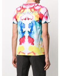 mehrfarbiges Mit Batikmuster T-Shirt mit einem Rundhalsausschnitt von Alexander McQueen