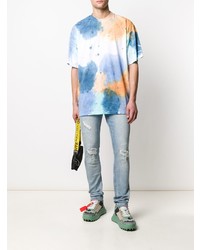 mehrfarbiges Mit Batikmuster T-Shirt mit einem Rundhalsausschnitt von MSGM