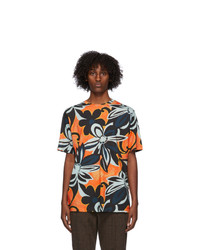 mehrfarbiges T-Shirt mit einem Rundhalsausschnitt mit Blumenmuster von Dries Van Noten