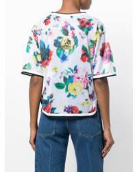 mehrfarbiges T-Shirt mit einem Rundhalsausschnitt mit Blumenmuster von Love Moschino