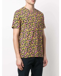 mehrfarbiges T-Shirt mit einem Rundhalsausschnitt mit Blumenmuster von Paul Smith