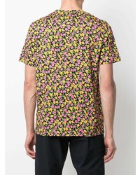 mehrfarbiges T-Shirt mit einem Rundhalsausschnitt mit Blumenmuster von Paul Smith