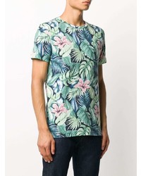 mehrfarbiges T-Shirt mit einem Rundhalsausschnitt mit Blumenmuster von Tommy Hilfiger