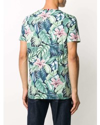 mehrfarbiges T-Shirt mit einem Rundhalsausschnitt mit Blumenmuster von Tommy Hilfiger