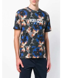 mehrfarbiges T-Shirt mit einem Rundhalsausschnitt mit Blumenmuster von Kenzo