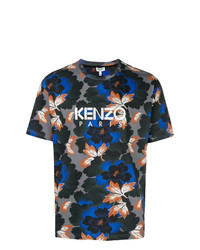 mehrfarbiges T-Shirt mit einem Rundhalsausschnitt mit Blumenmuster von Kenzo