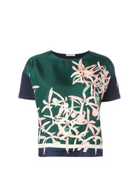 mehrfarbiges T-Shirt mit einem Rundhalsausschnitt mit Blumenmuster von Moncler