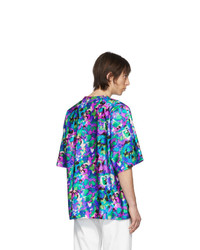 mehrfarbiges T-Shirt mit einem Rundhalsausschnitt mit Blumenmuster von Dries Van Noten