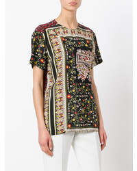 mehrfarbiges T-Shirt mit einem Rundhalsausschnitt mit Blumenmuster von N°21