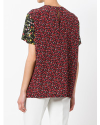 mehrfarbiges T-Shirt mit einem Rundhalsausschnitt mit Blumenmuster von N°21
