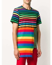 mehrfarbiges T-Shirt mit einem Rundhalsausschnitt mit Flicken von Comme Des Garcons Homme Plus