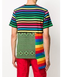 mehrfarbiges T-Shirt mit einem Rundhalsausschnitt mit Flicken von Comme Des Garcons Homme Plus