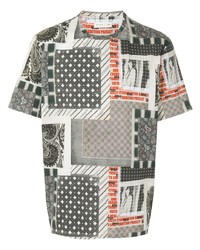 mehrfarbiges T-Shirt mit einem Rundhalsausschnitt mit Flicken von Etro