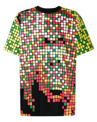 mehrfarbiges T-Shirt mit einem Rundhalsausschnitt mit Karomuster von Ktz