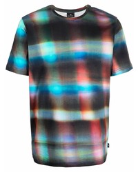 mehrfarbiges T-Shirt mit einem Rundhalsausschnitt mit Karomuster von PS Paul Smith