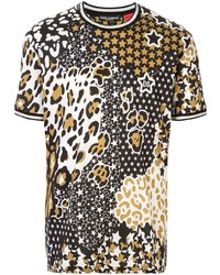 mehrfarbiges T-Shirt mit einem Rundhalsausschnitt mit Leopardenmuster von Dolce & Gabbana