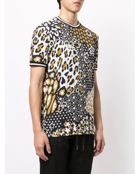 mehrfarbiges T-Shirt mit einem Rundhalsausschnitt mit Leopardenmuster von Dolce & Gabbana