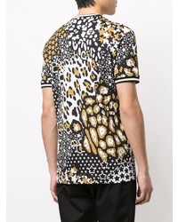 mehrfarbiges T-Shirt mit einem Rundhalsausschnitt mit Leopardenmuster von Dolce & Gabbana