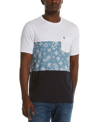 mehrfarbiges T-Shirt mit einem Rundhalsausschnitt mit Paisley-Muster