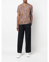 mehrfarbiges T-Shirt mit einem Rundhalsausschnitt mit Paisley-Muster von Etro