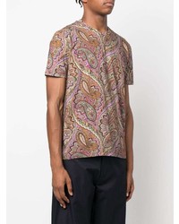 mehrfarbiges T-Shirt mit einem Rundhalsausschnitt mit Paisley-Muster von Etro