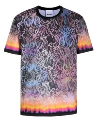 mehrfarbiges T-Shirt mit einem Rundhalsausschnitt mit Paisley-Muster von Koché