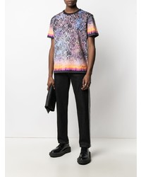 mehrfarbiges T-Shirt mit einem Rundhalsausschnitt mit Paisley-Muster von Koché