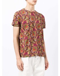 mehrfarbiges T-Shirt mit einem Rundhalsausschnitt mit Paisley-Muster von Etro