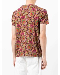 mehrfarbiges T-Shirt mit einem Rundhalsausschnitt mit Paisley-Muster von Etro