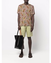 mehrfarbiges T-Shirt mit einem Rundhalsausschnitt mit Paisley-Muster von Etro