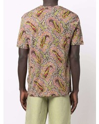 mehrfarbiges T-Shirt mit einem Rundhalsausschnitt mit Paisley-Muster von Etro