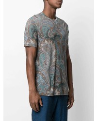 mehrfarbiges T-Shirt mit einem Rundhalsausschnitt mit Paisley-Muster von Etro