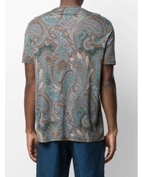 mehrfarbiges T-Shirt mit einem Rundhalsausschnitt mit Paisley-Muster von Etro