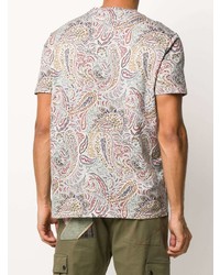 mehrfarbiges T-Shirt mit einem Rundhalsausschnitt mit Paisley-Muster von Etro
