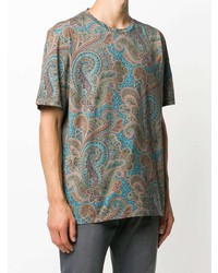 mehrfarbiges T-Shirt mit einem Rundhalsausschnitt mit Paisley-Muster von Etro