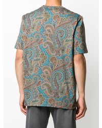 mehrfarbiges T-Shirt mit einem Rundhalsausschnitt mit Paisley-Muster von Etro