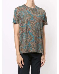 mehrfarbiges T-Shirt mit einem Rundhalsausschnitt mit Paisley-Muster von Etro