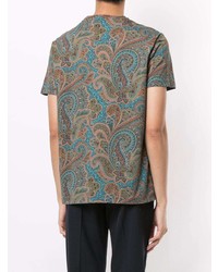 mehrfarbiges T-Shirt mit einem Rundhalsausschnitt mit Paisley-Muster von Etro