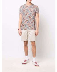 mehrfarbiges T-Shirt mit einem Rundhalsausschnitt mit Paisley-Muster von Etro