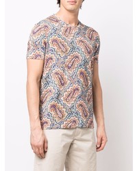 mehrfarbiges T-Shirt mit einem Rundhalsausschnitt mit Paisley-Muster von Etro